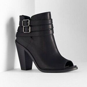 Simply Vera - Vera Wang Faux Leather Peep Toe Booties